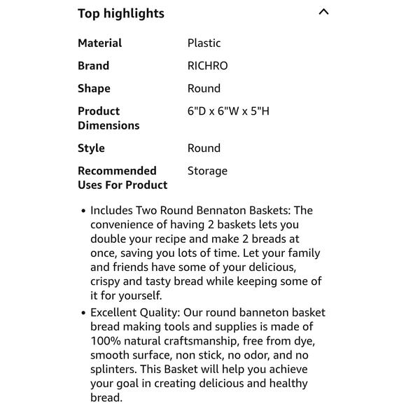 2 Pack 9 Inch Round Bread Proofing Baskets Metal & Plastic Scraper Banneton s29 - Picture 7 of 8